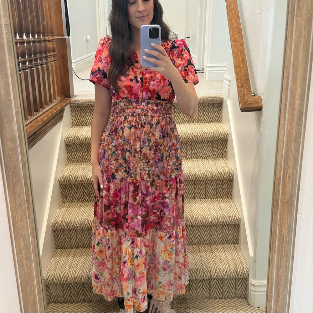 Kachel Mixed Floral Print Midi Dress